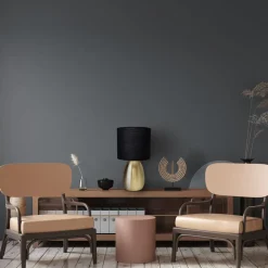 Bordlampe Aurum, tekstilskjerm, svart/gull