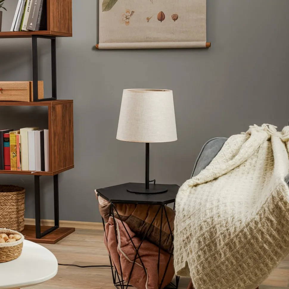 Bordlampe Chicago med skjerm i lin