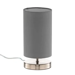 Bordlampe Clarie med grå stoffskjerm