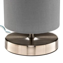 Bordlampe Clarie med grå stoffskjerm