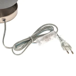 Bordlampe Clarie med grå stoffskjerm