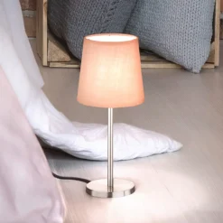 Bordlampe Eve linskjerm nikkel/rosa