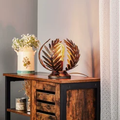 Bordlampe Felce som bregne i bronse, høyde 24 cm