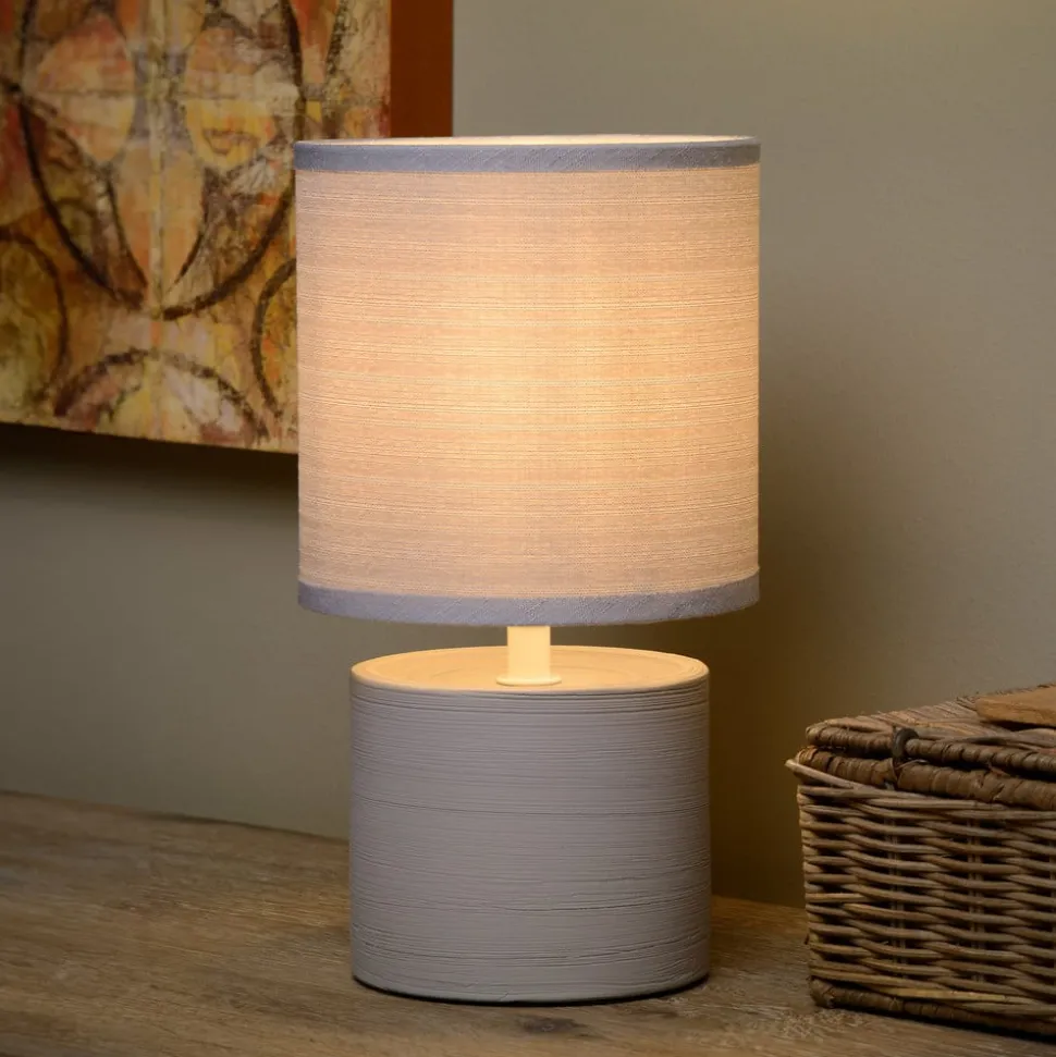 Bordlampe Greasby med tekstilskjerm, grå