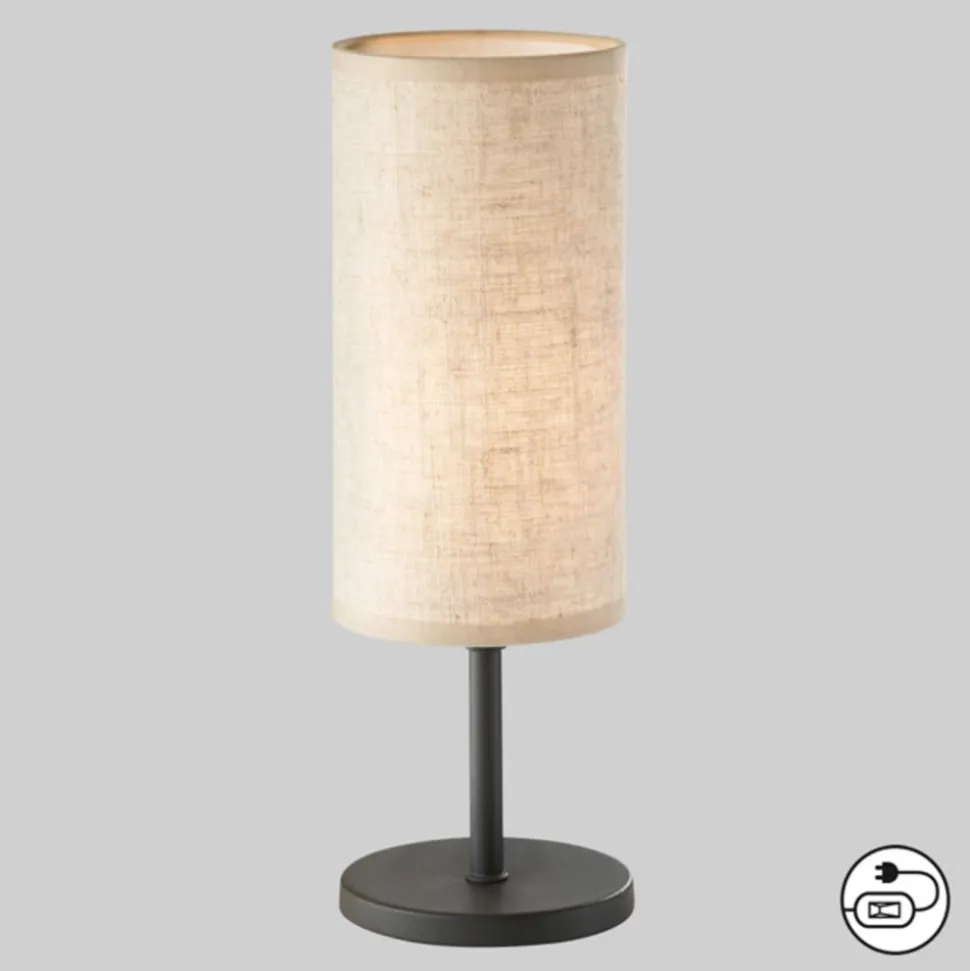 Bordlampe Kira, tekstilskjerm, svart/sand