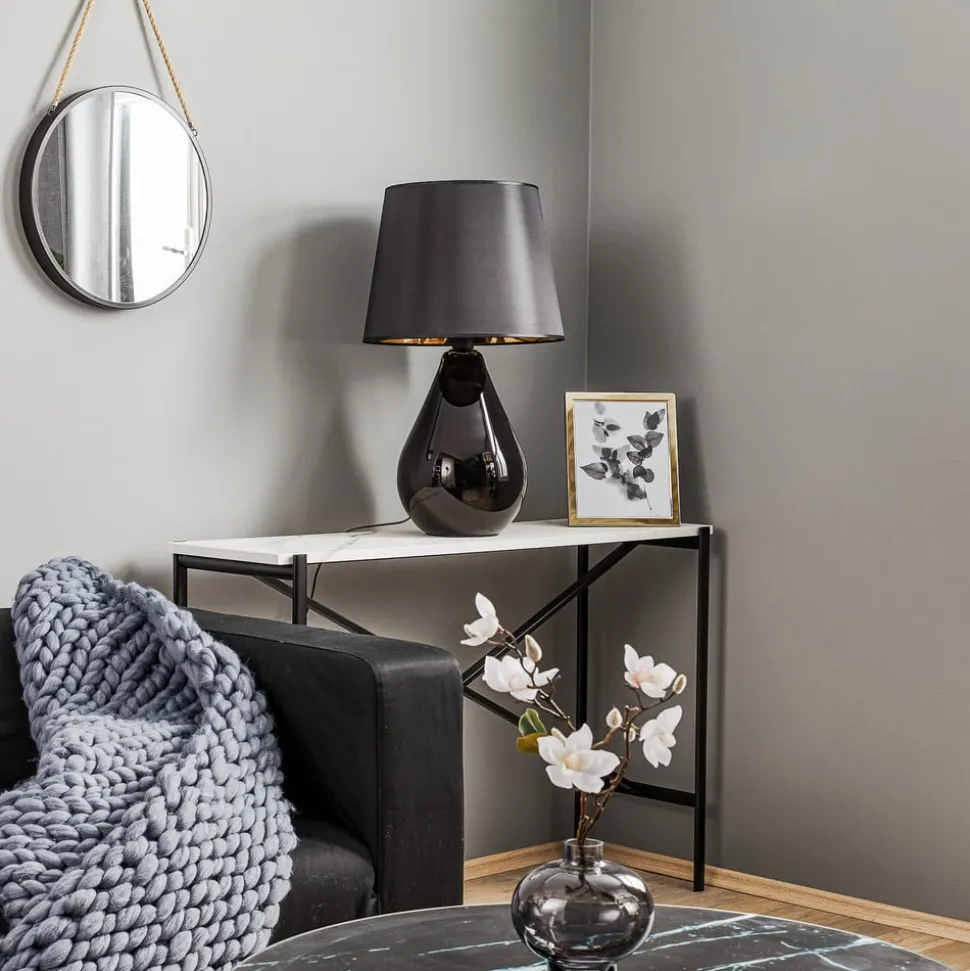 Bordlampe Lacrima, svart/gull