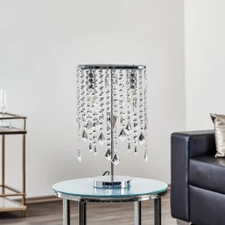 Bordlampe Laila med krystallhengsel, 2 lyskilder