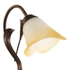 Bordlampe Lucrezia i bronse med blomsterskjerm