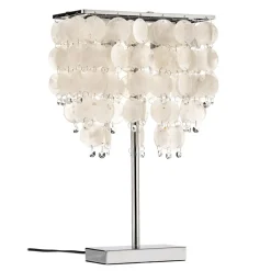 Bordlampe Makani, krom, med skjelldekor