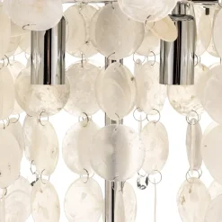 Bordlampe Makani, krom, med skjelldekor