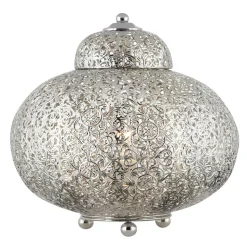 Bordlampe Maroccan Fretwork i blank nikkel