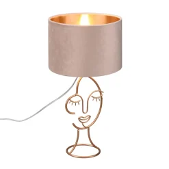 Bordlampe Mary med ansiktsdesign, beige/gull