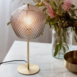 Bordlampe Orbiform, glass, røykgrå gjennomsiktig