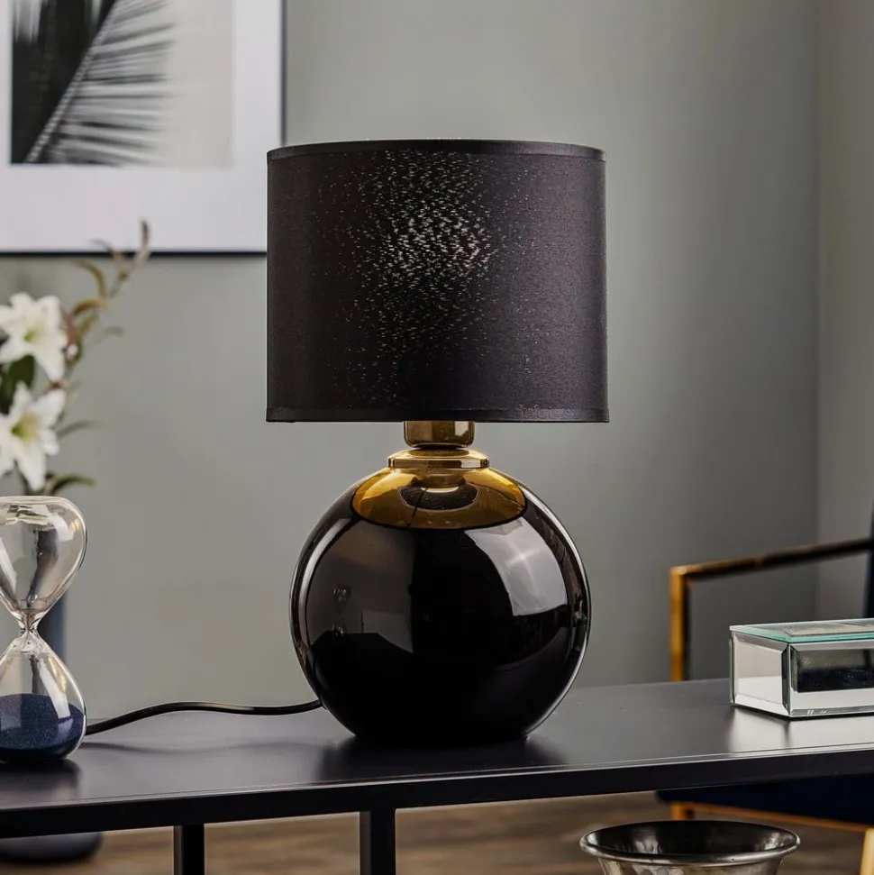 Bordlampe Palla, Ø 20 cm, svart/gull