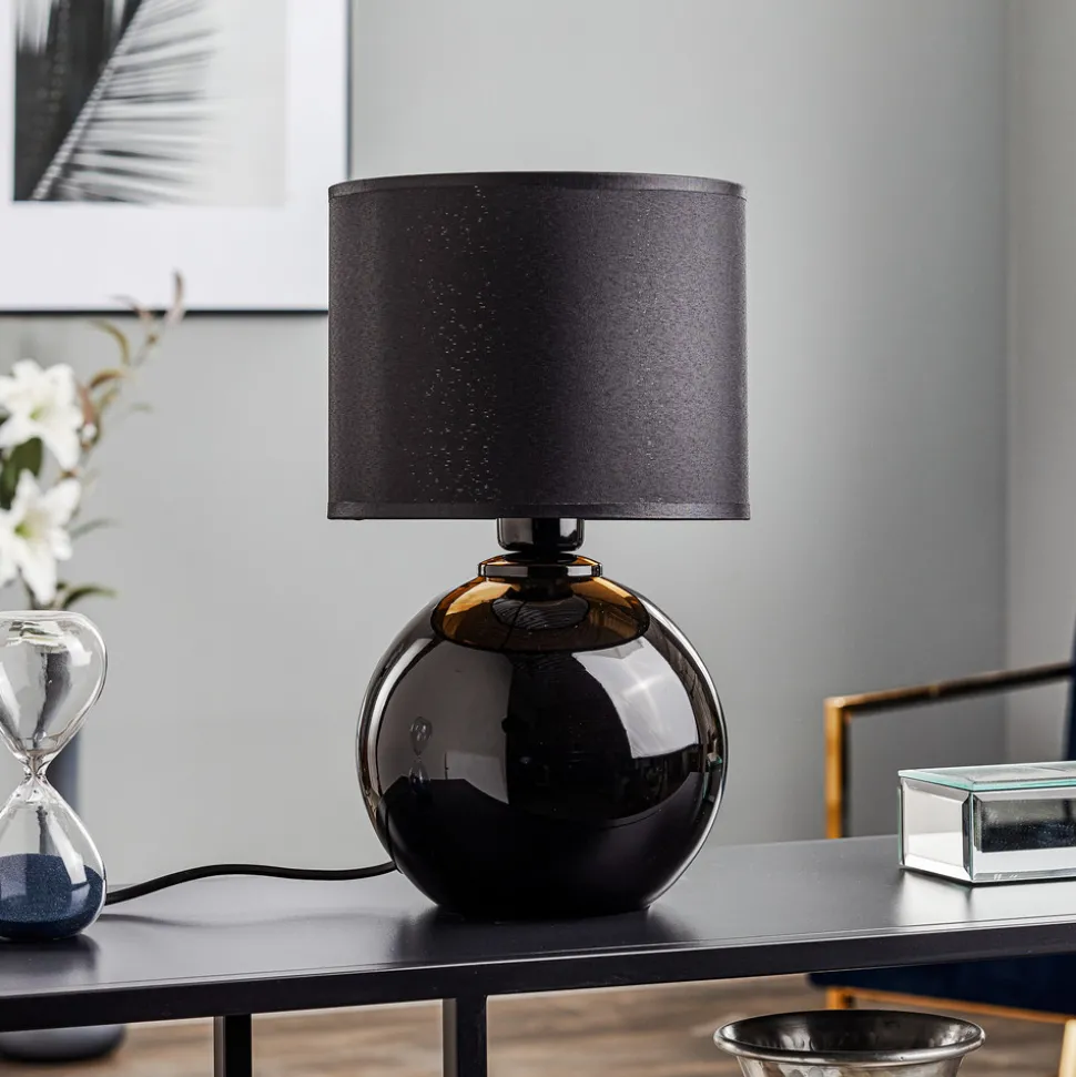 Bordlampe Palla, Ø 20 cm, svart/gull