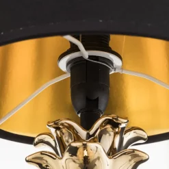 Bordlampe Pineapple i keramikk i gull og svart