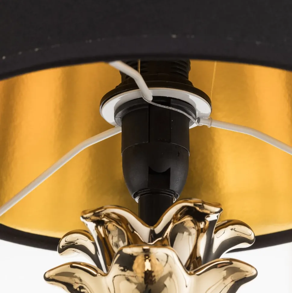 Bordlampe Pineapple i keramikk i gull og svart