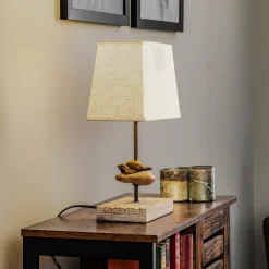 Bordlampe Seregon med stoffskjerm, høyde 39 cm