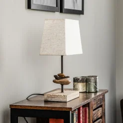 Bordlampe Seregon med stoffskjerm, høyde 39 cm