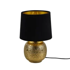 Bordlampe Sophia med keramisk fot, svart/gull