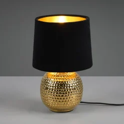 Bordlampe Sophia med keramisk fot, svart/gull