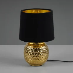 Bordlampe Sophia med keramisk fot, svart/gull