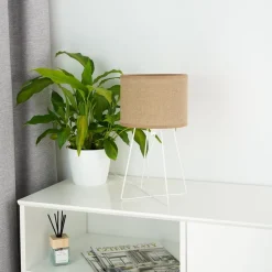 Bordlampe Trixi med trådramme hvit/beige, stoff, E14