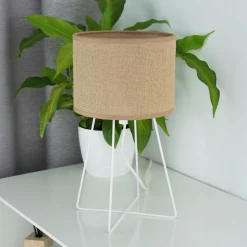 Bordlampe Trixi med trådramme hvit/beige, stoff, E14