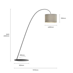Buelampe Alice med tekstilskjerm grå