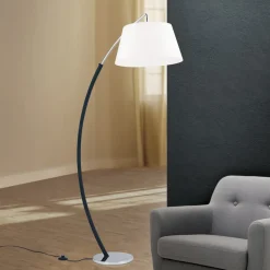 Buelampe Philipp med stoffskjerm krom/svart