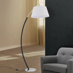 Buelampe Philipp med stoffskjerm krom/svart