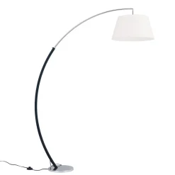 Buelampe Philipp med stoffskjerm krom/svart