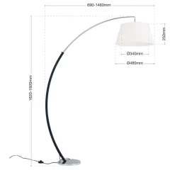 Buelampe Philipp med stoffskjerm krom/svart