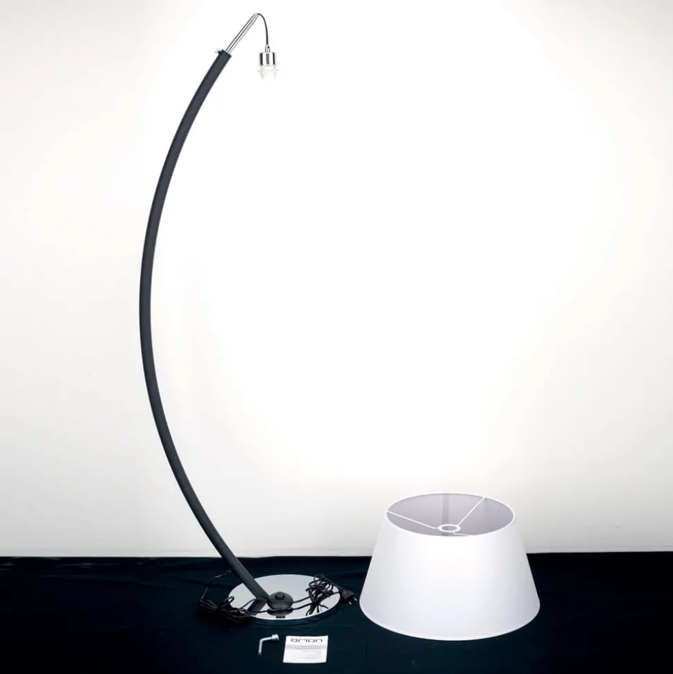 Buelampe Philipp med stoffskjerm krom/svart