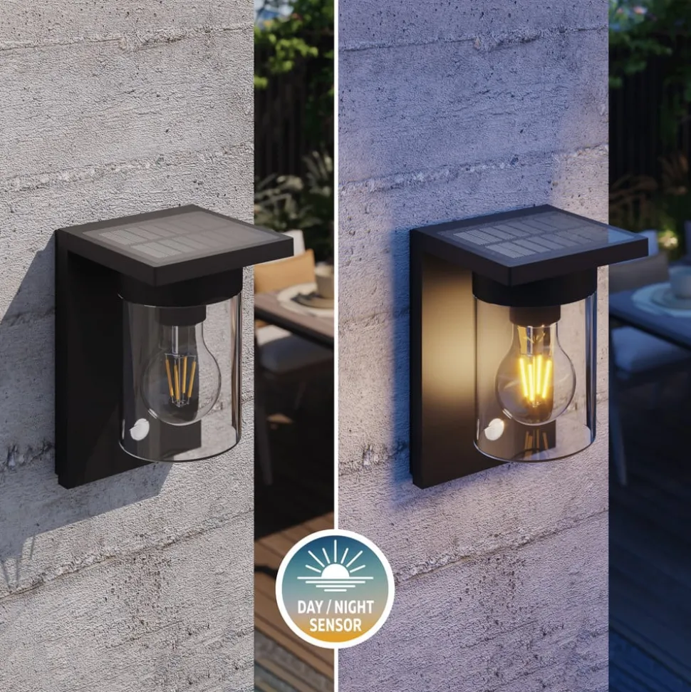 Calex Asti utendørs LED-vegglampe, sensor, IP44, svart