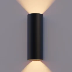 Calex LED utendørs LED-vegglampe Rund, opp/ned, høyde 23 cm, svart
