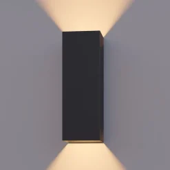 Calex LED utendørs vegglampe Rektangel opp/ned høyde 23cm sort