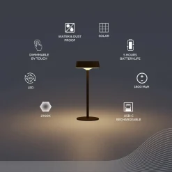 Calex LED-bordlampe Parma, dimbar, svart