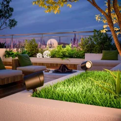 Calex LED-spotlight utendørs, jordspyd, støpsel, svart, 2700 K