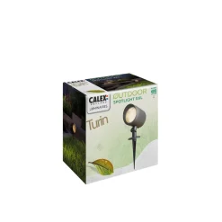 Calex LED-spotlight utendørs, jordspyd, støpsel, svart, 2700 K