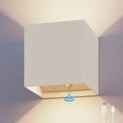 Calex LED-utendørs vegglampe med batteri og sensor Volterra, hvit, IP44