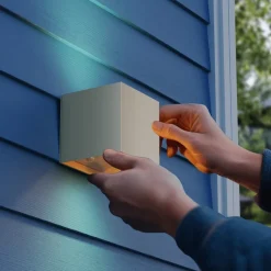 Calex LED-utendørs vegglampe med batteri og sensor Volterra, sand, IP44