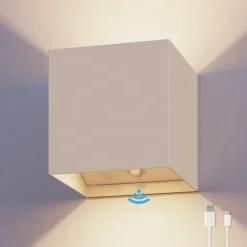 Calex LED-utendørs vegglampe med batteri og sensor Volterra, sand, IP44