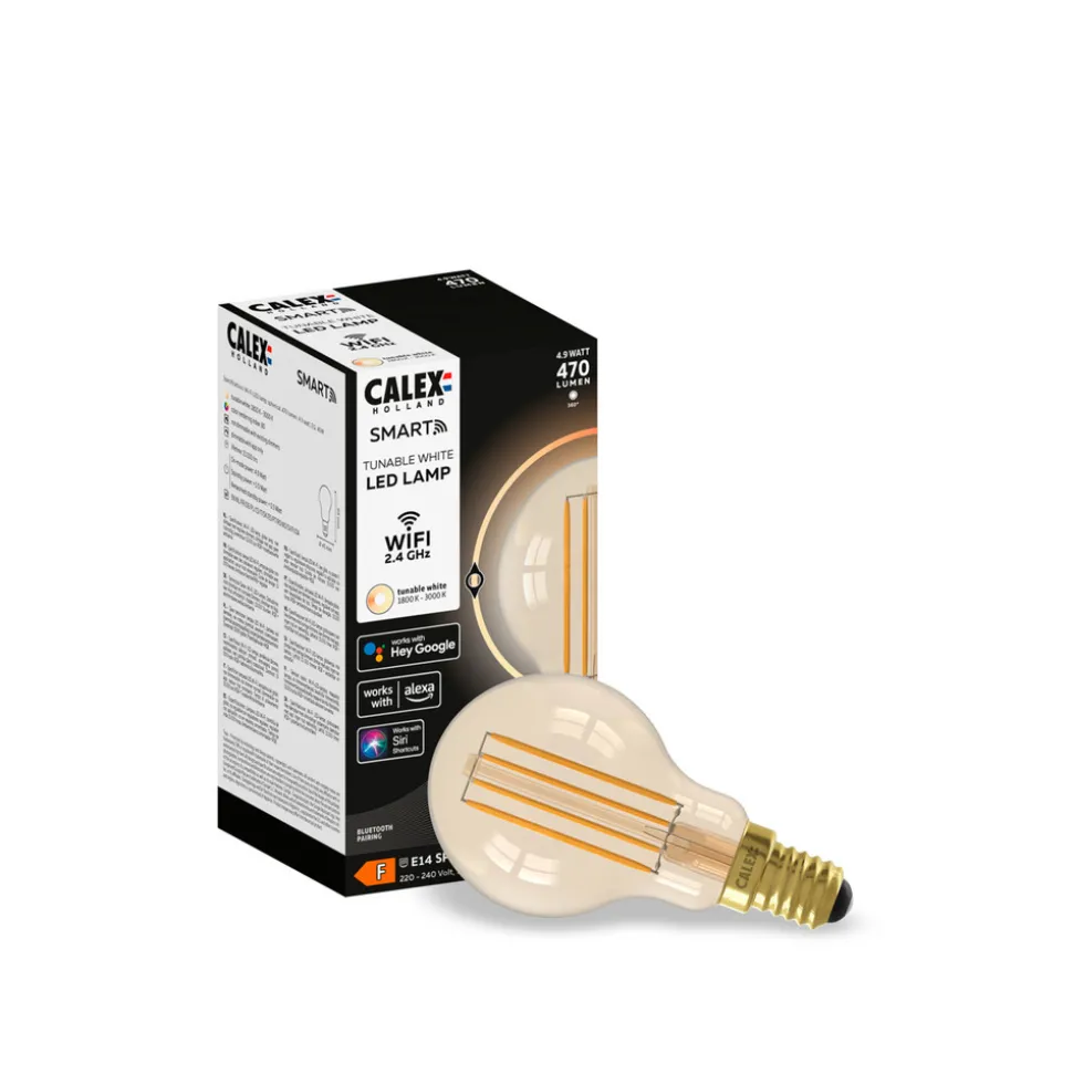 Calex Smart E14 P45 4,5W 1800-3000K dimmer gull 2stk