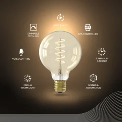 Calex Smart LED E27 7W G95 1800 - 3000 K Glødetråd 2-pak