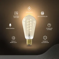 Calex Smart LED E27 7W ST64 1800 - 3000 K Glødetråd 2-pak