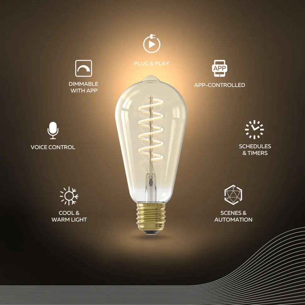 Calex Smart LED E27 7W ST64 1800 - 3000 K Glødetråd 2-pak