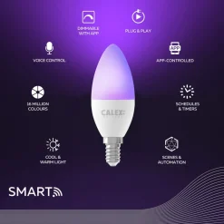 Calex Smart LED stearinlys E14 B35 4,9W CCT RGB