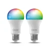 Calex Smart LED-pære E27 A60 9,4W CCT RGB sett med 2 stk