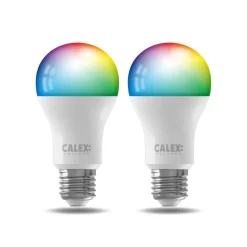 Calex Smart LED-pære E27 A60 9,4W CCT RGB sett med 2 stk